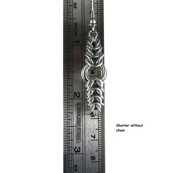 Chain Link Earrings Chainmail Jewelry Chains Silver Infinity Vortex Spirals - Picture 7 of 7